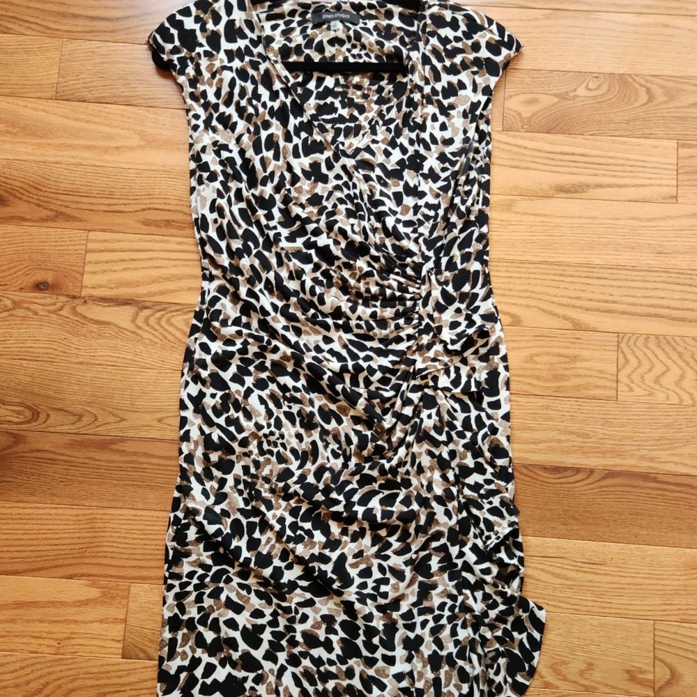 Jones Studio black and tan print dress size 12